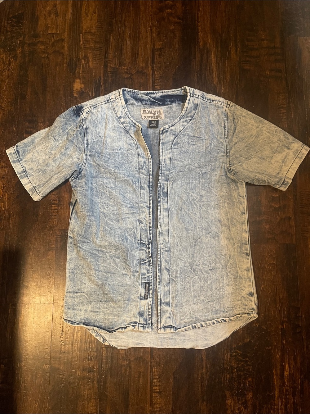 Light Acid Wash Denim Short Sleeve Shirt Jacket